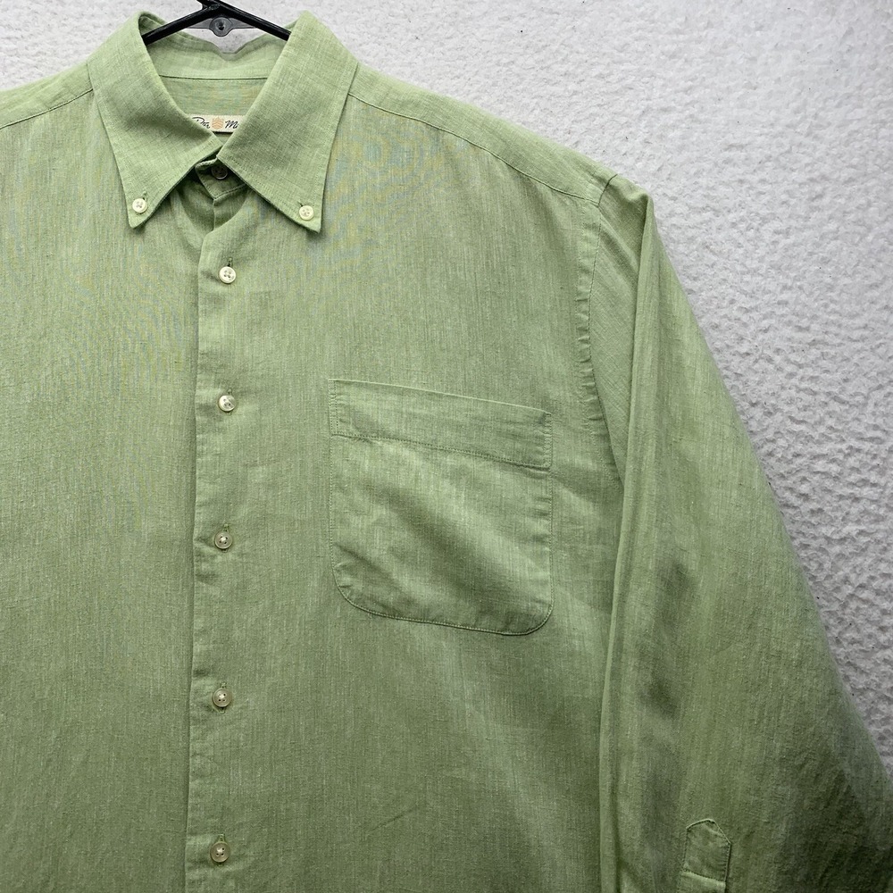 VTG Peter Millar Button Up Shirt Mens Medium M Golf Green Linen Blend Cassique - Picture 3 of 13
